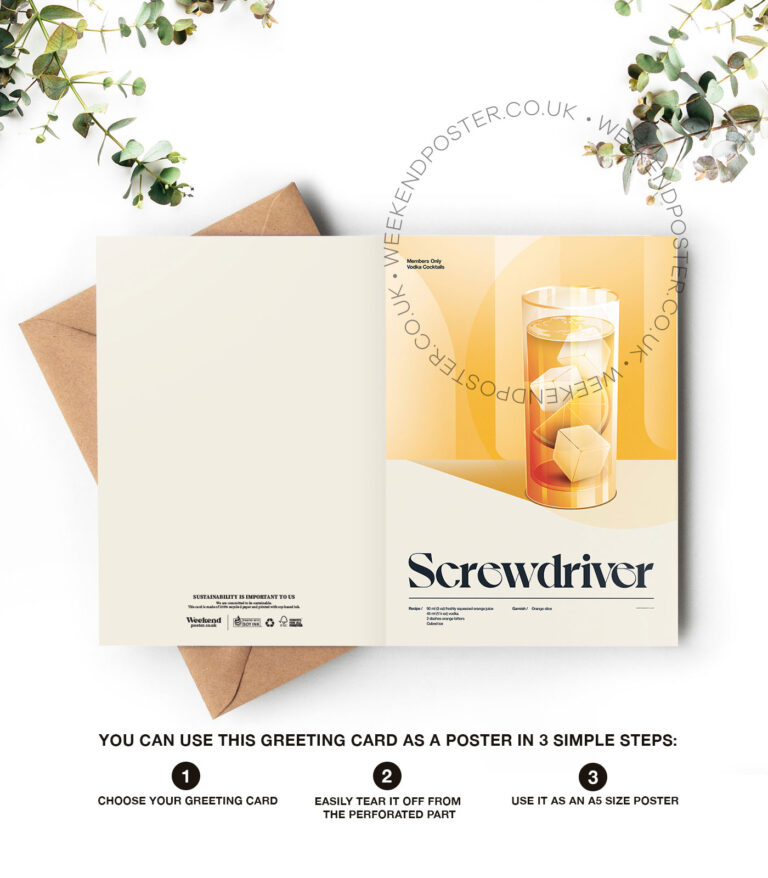 Mid-century retro Screwdriver Cocktail greeting card