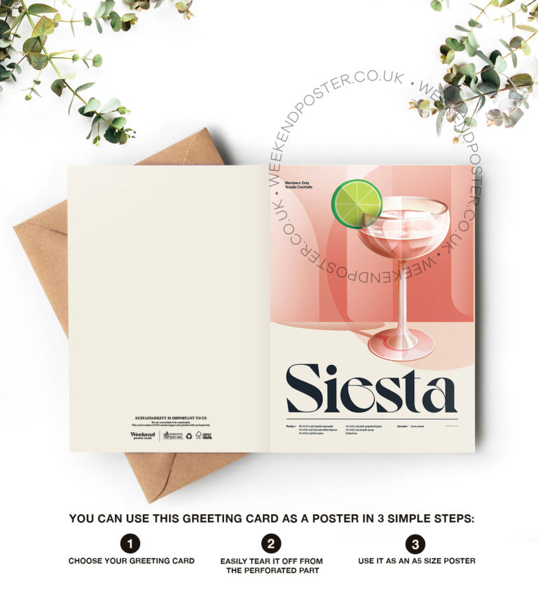 Mid-century retro Siesta Cocktail greeting card