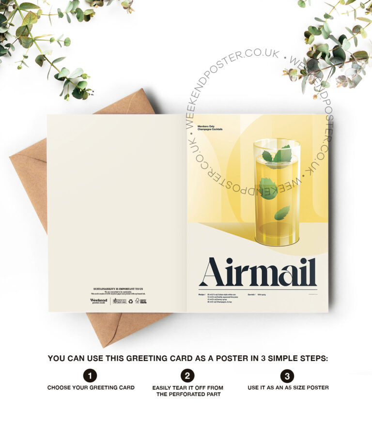 Mid-century retro Airmail Cocktail greeting card