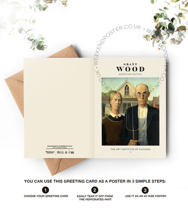Grant Wood American Gothic greeting card