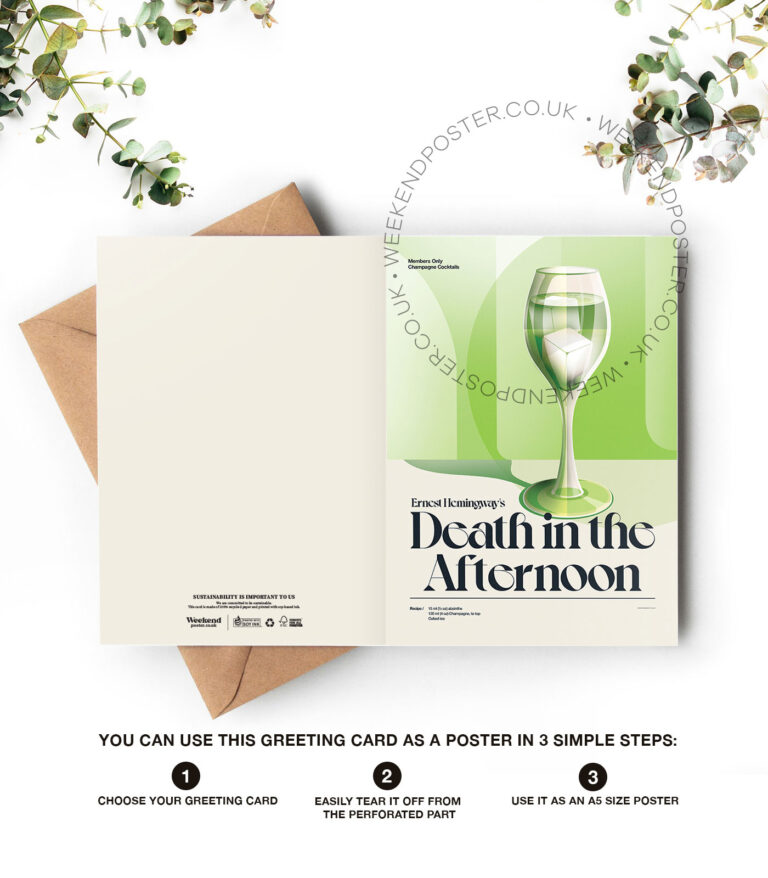 Mid-century retro Death in the Afternoon Cocktail greeting card