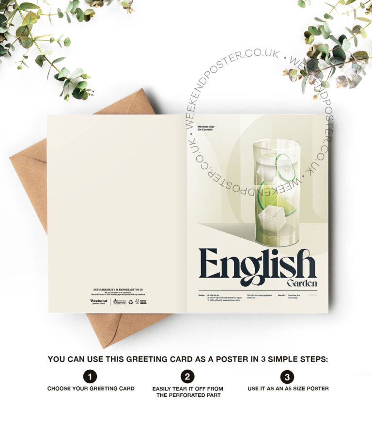 Mid-century retro English Garden Cocktail greeting card