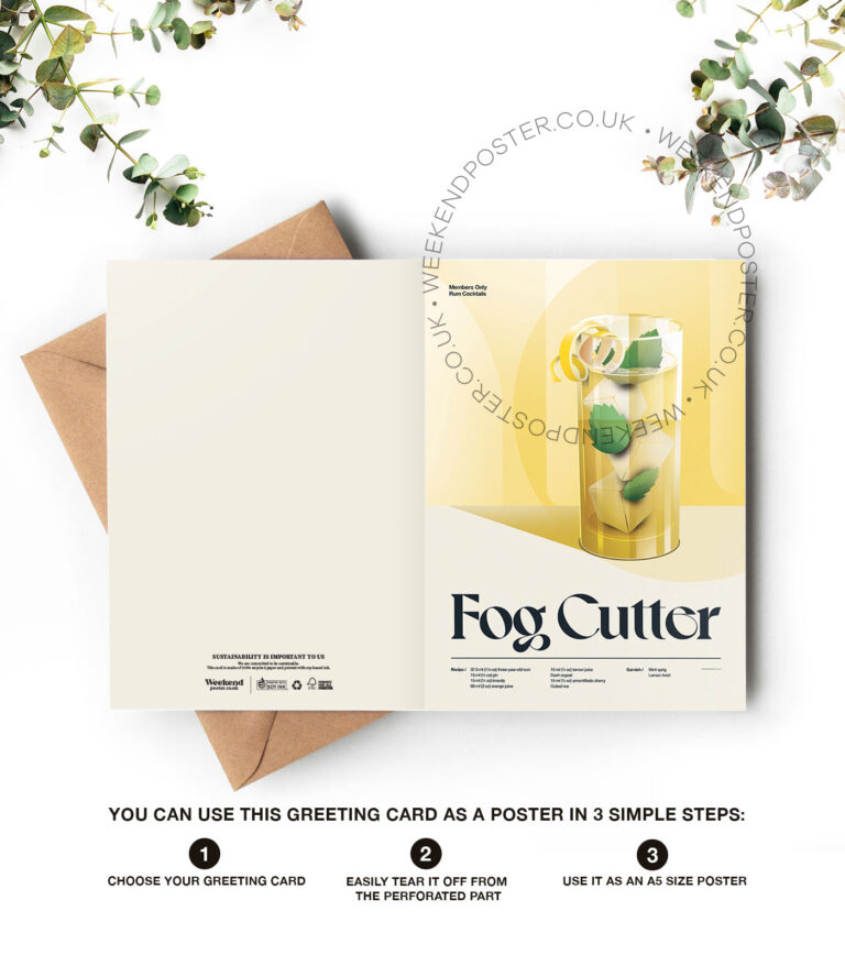 Mid-century retro Fog Cutter Cocktail greeting card