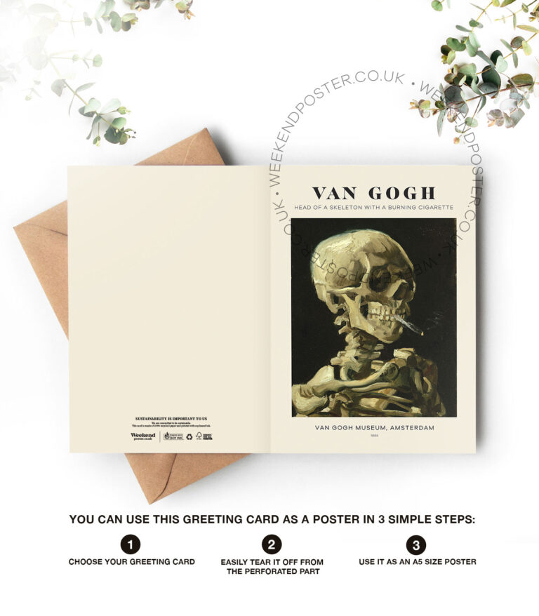 Van Gogh Head of A Skeleton with A Burning Cigarette greeting card