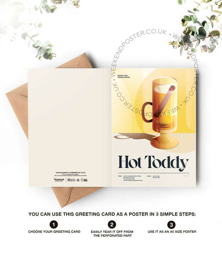 Mid-century retro Hot Toddy Cocktail greeting card