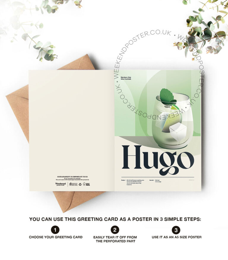 Mid-century retro Hugo Cocktail greeting card