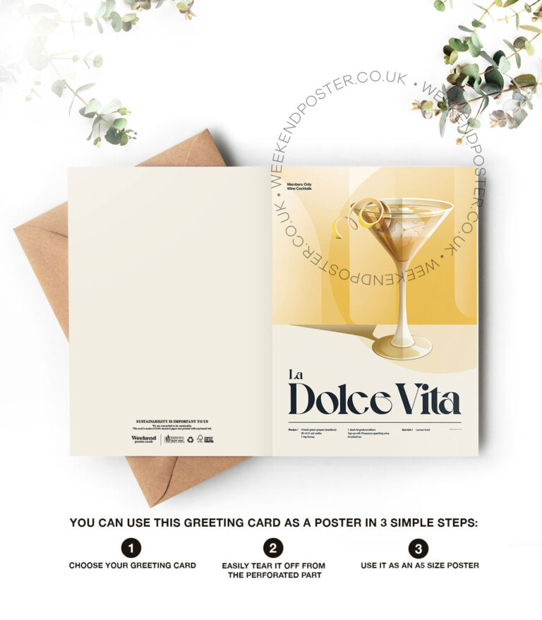 Mid-century retro La Dolce Vita Cocktail greeting card