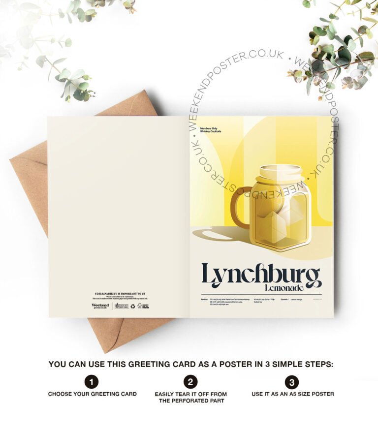 Mid-century retro Lynchburg Lemonade Cocktail greeting card