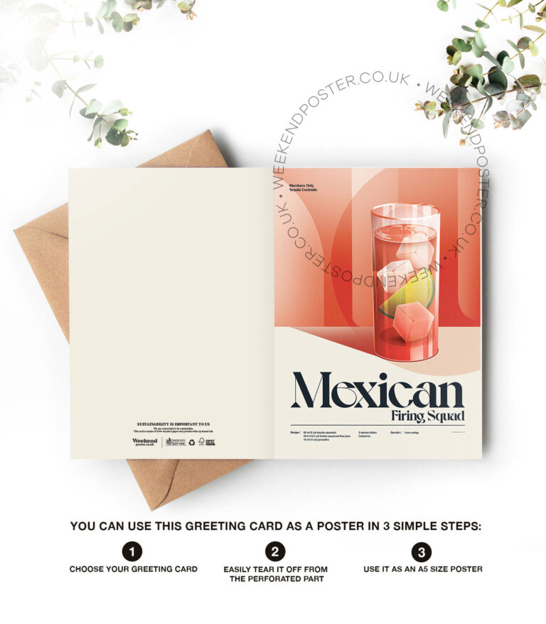 Mid-century retro Mexican Firing Squad Cocktail greeting card