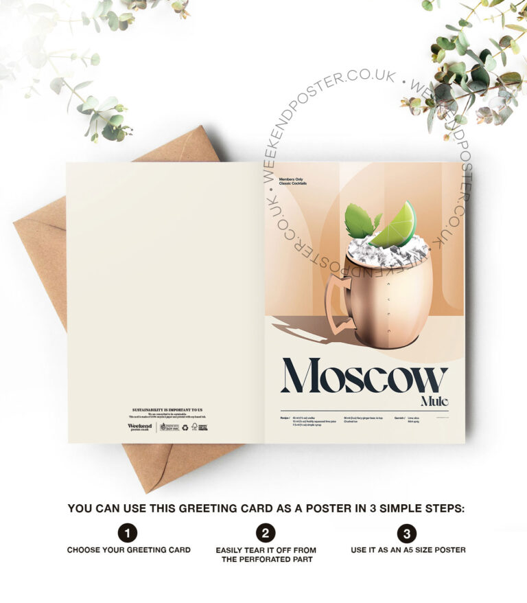 Mid-century retro Moscow Mule Cocktail greeting card