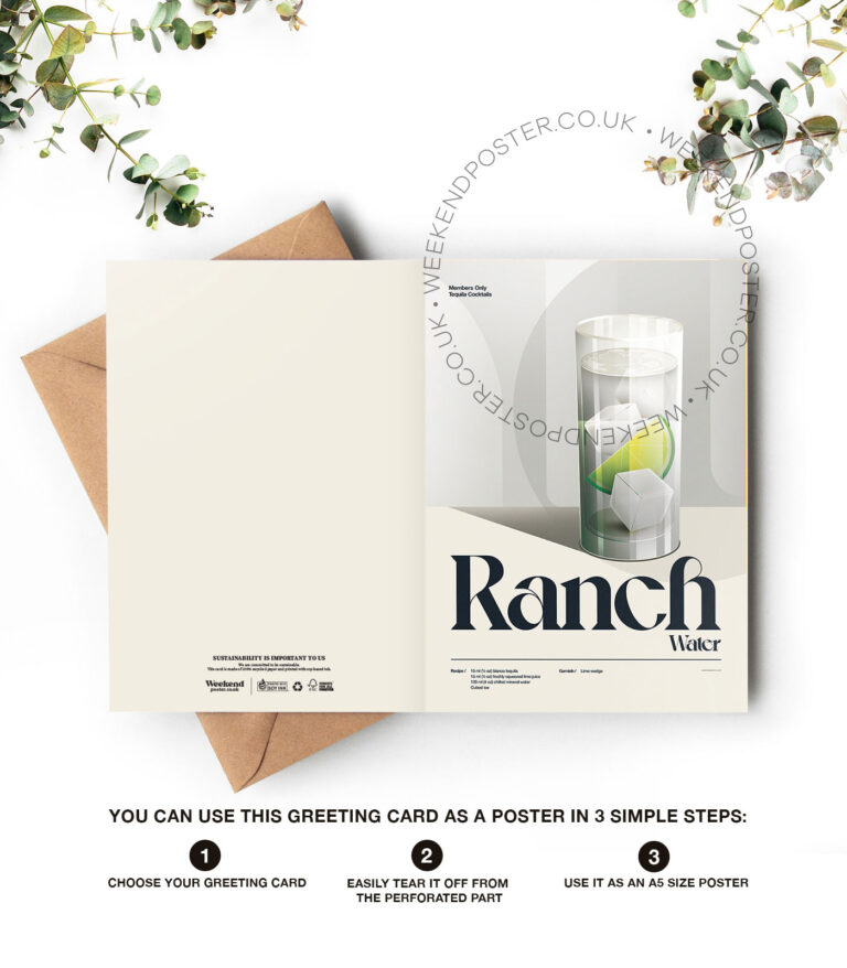 Mid-century retro Ranch Water Cocktail greeting card