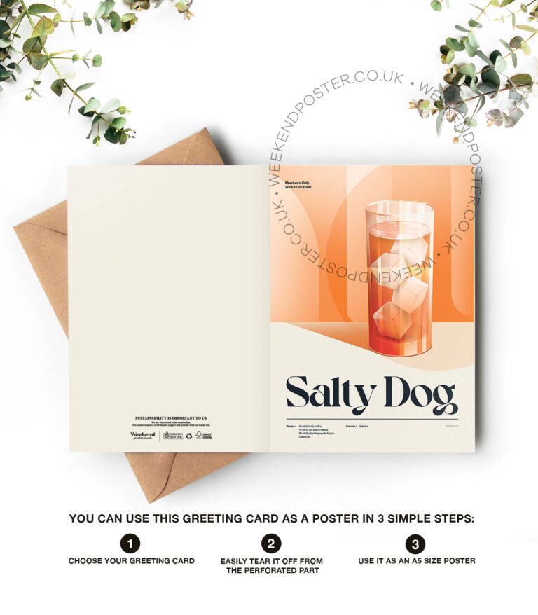 Mid-century retro Salty Dog Cocktail greeting card