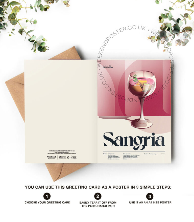 Mid-century retro Sangria Cocktail greeting card