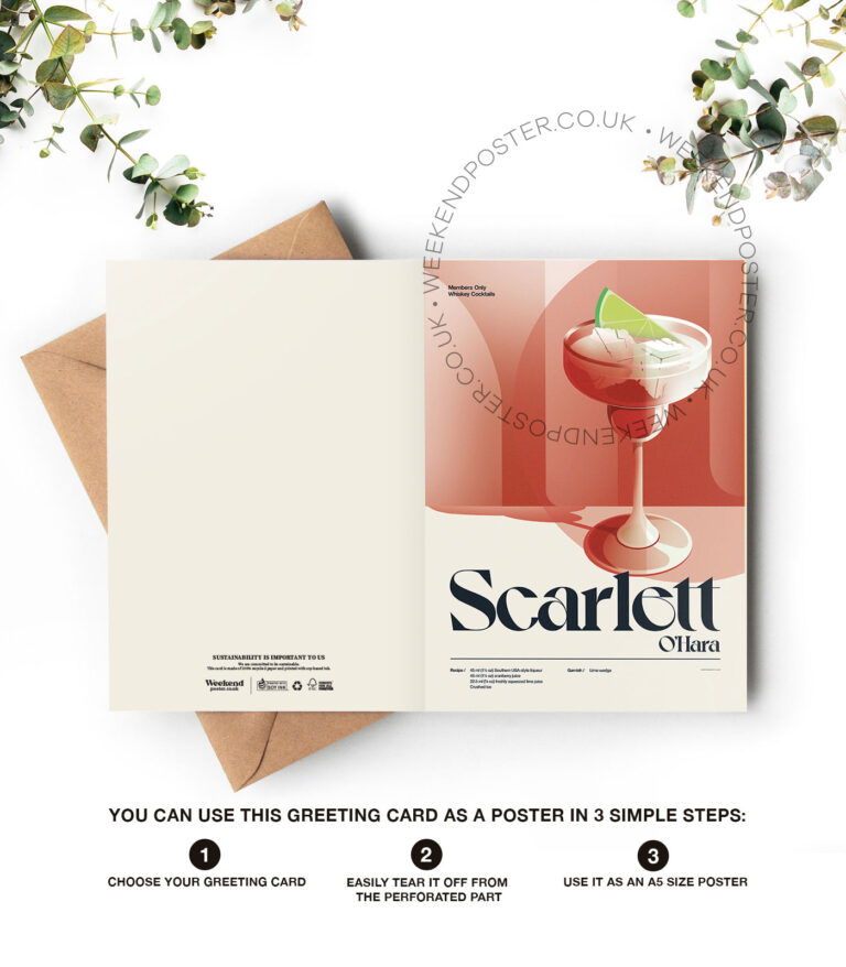 Mid-century retro Scarlett O'Hara Cocktail greeting card