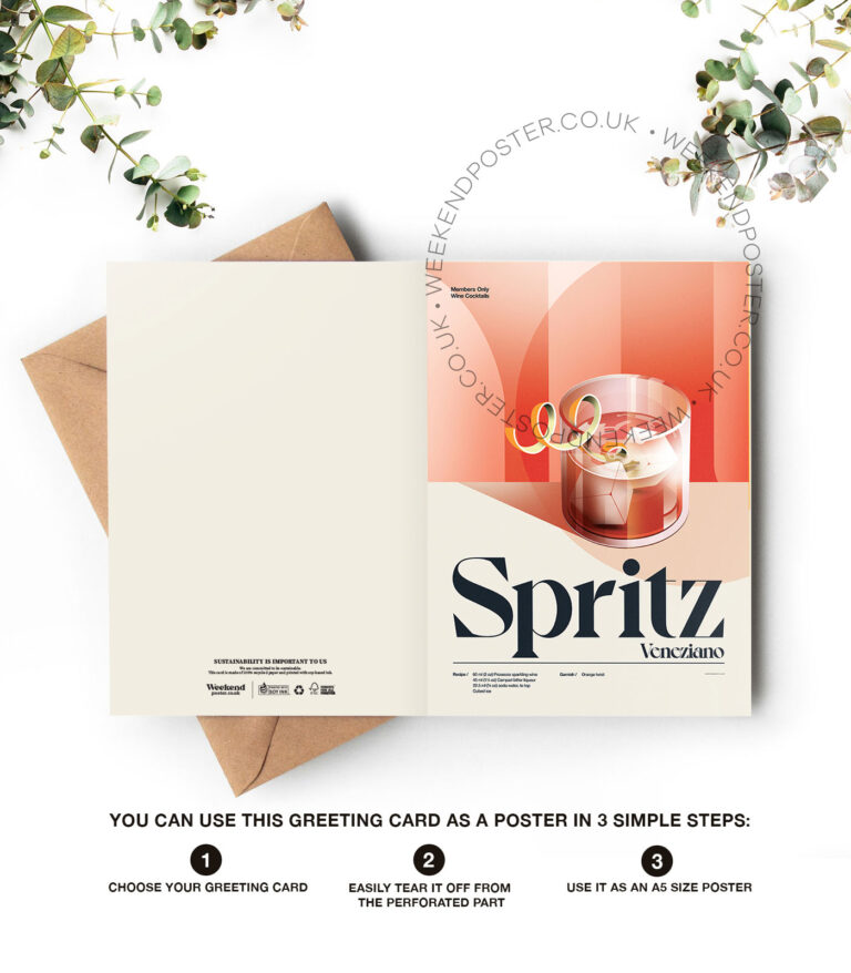 Mid-century retro Spritz Veneziano Cocktail greeting card