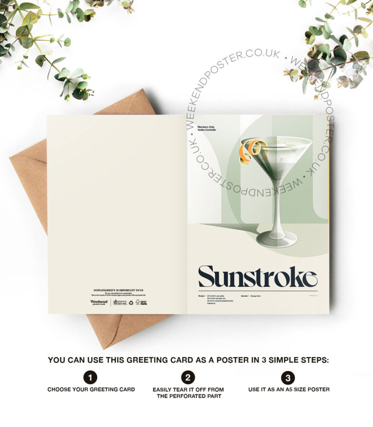 Mid-century retro Sunstroke Cocktail greeting card