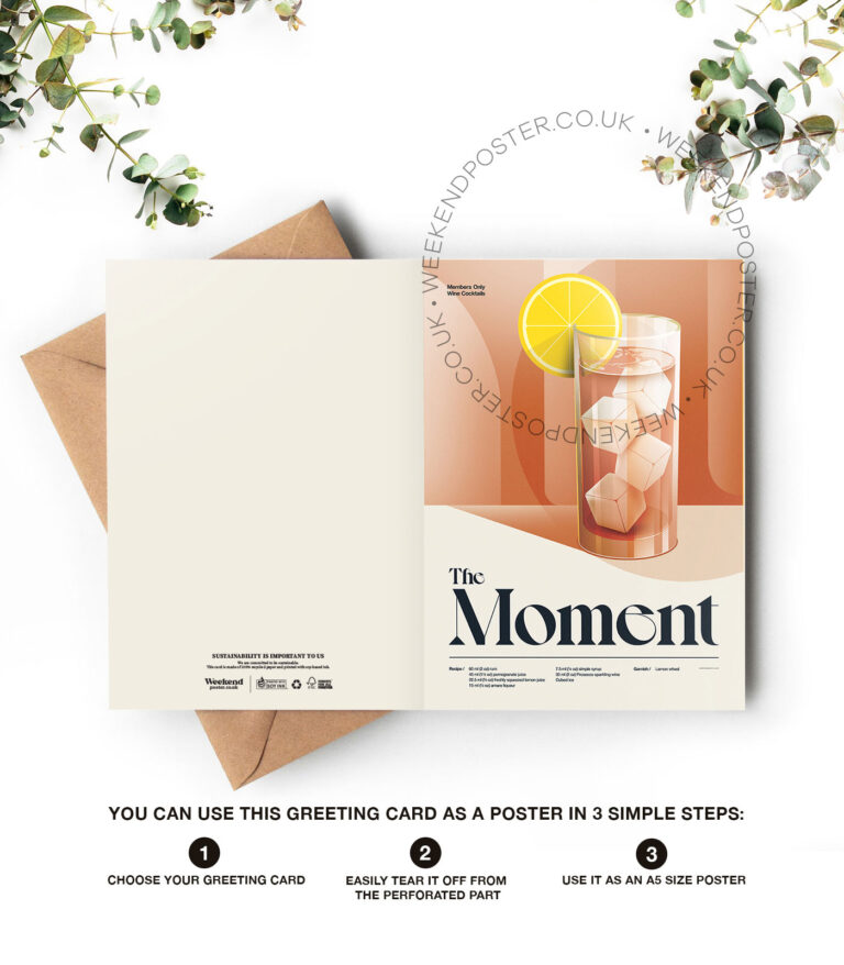 Mid-century retro The Moment Cocktail greeting card