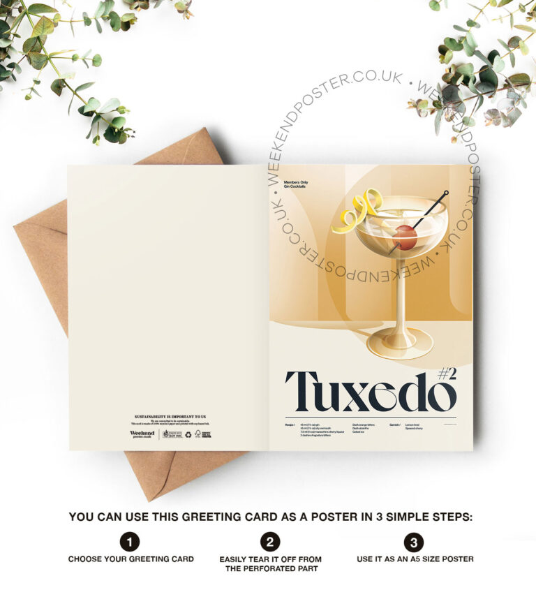 Mid-century retro Tuxedo #2 Cocktail greeting card