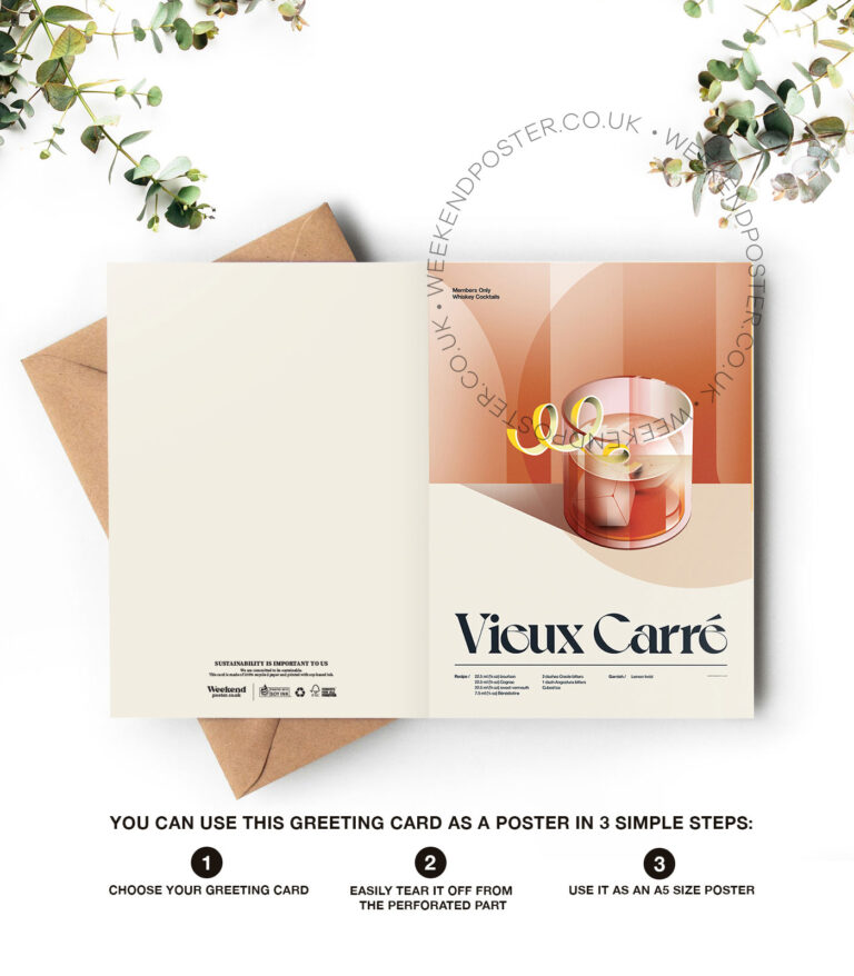 Mid-century retro Vieux Carre Cocktail greeting card