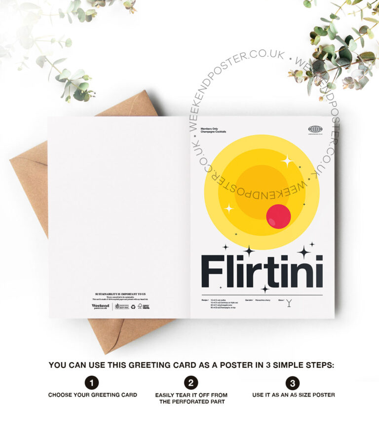 Mid-century modern Flirtini Cocktail greeting card