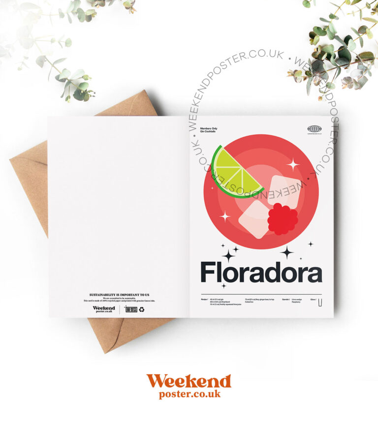 Mid-century modern Floradora Cocktail greeting card