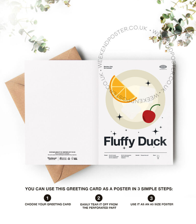 Mid-century modern Fluffy Duck Cocktail greeting card