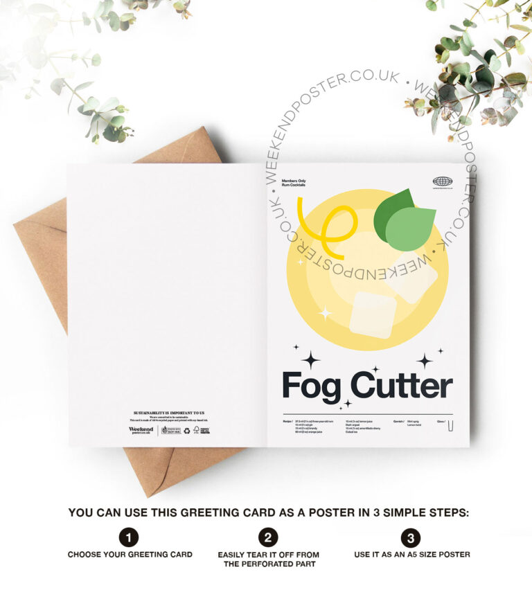 Mid-century modern Fog Cutter Cocktail greeting card