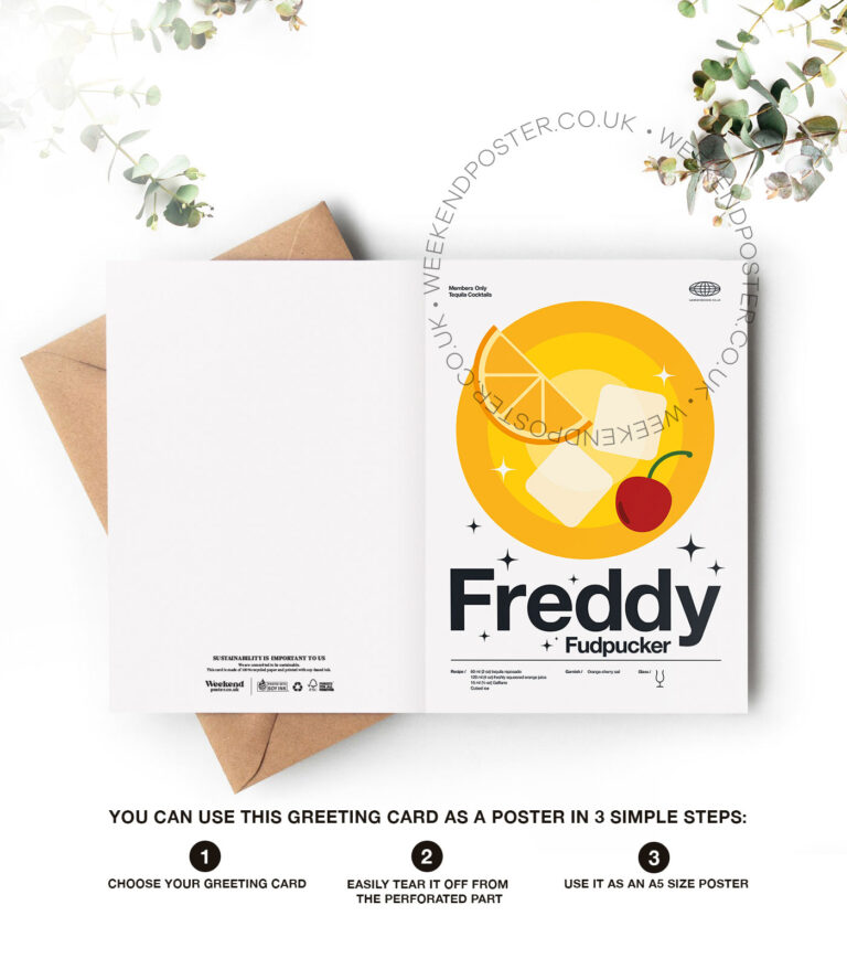 Mid-century modern Freddy Fudpucker Cocktail greeting card