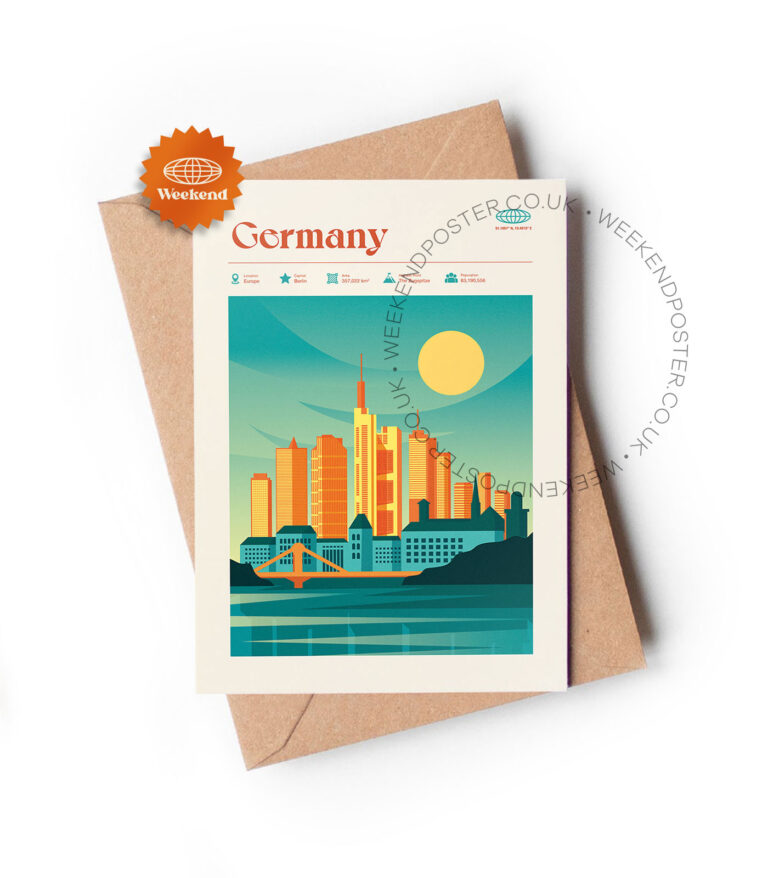 Mid-century modern Germany retro travel greeting card