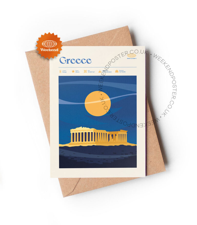 Mid-century modern Greece retro travel greeting card