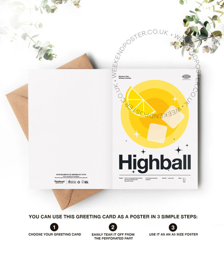 Mid-century modern Highball Cocktail greeting card