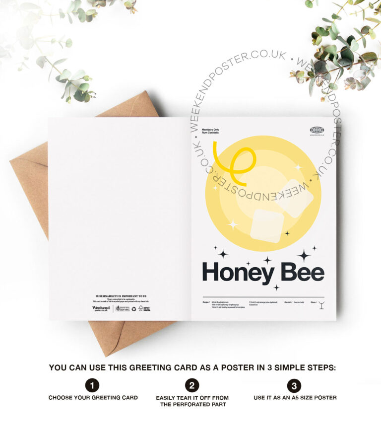 Mid-century modern Honey Bee Cocktail greeting card