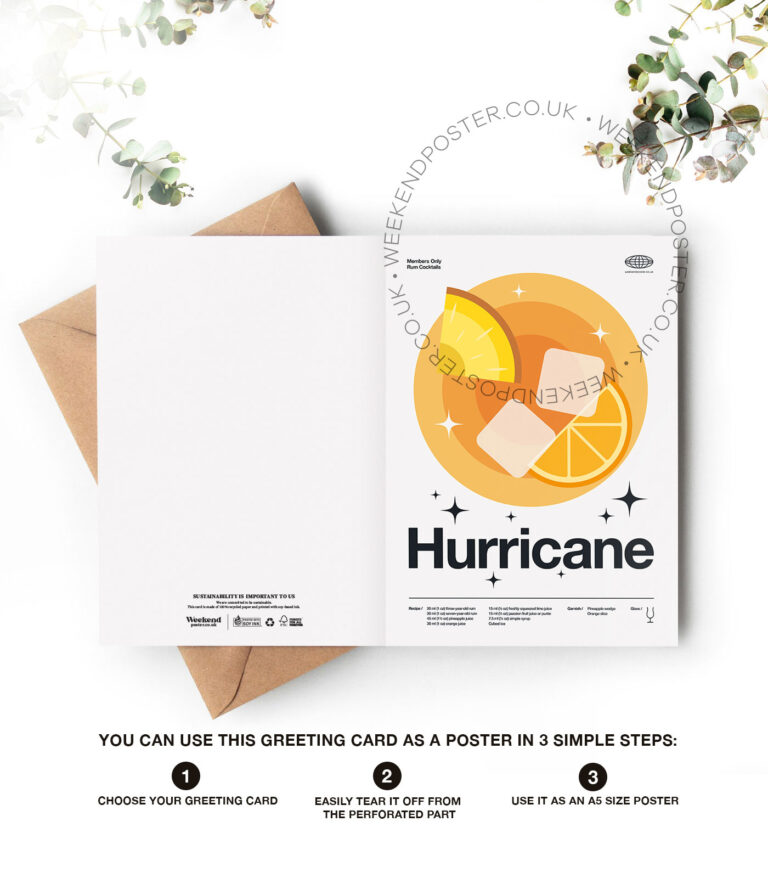 Mid-century modern Hurricane Cocktail greeting card