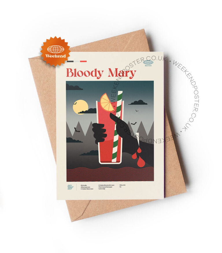 Mid-century modern Bloody Mary Cocktail greeting card