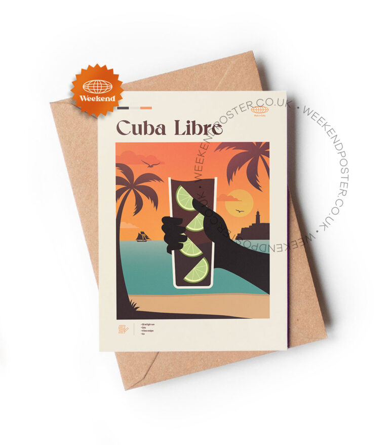 Mid-century modern Cuba Libre Cocktail greeting card