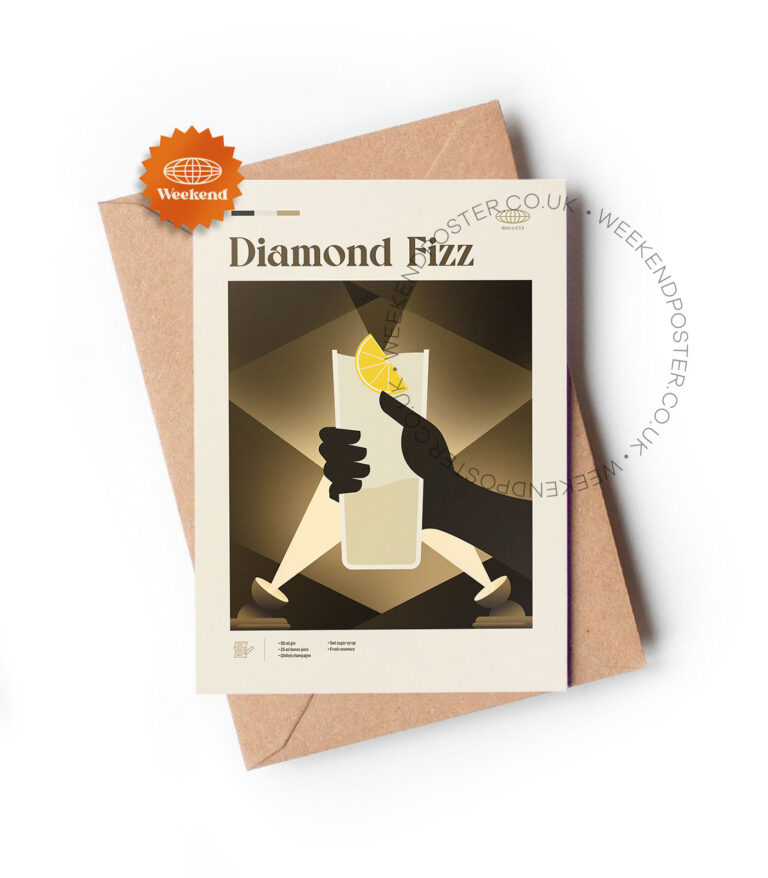 Mid-century modern Diamond Fizz Cocktail greeting card