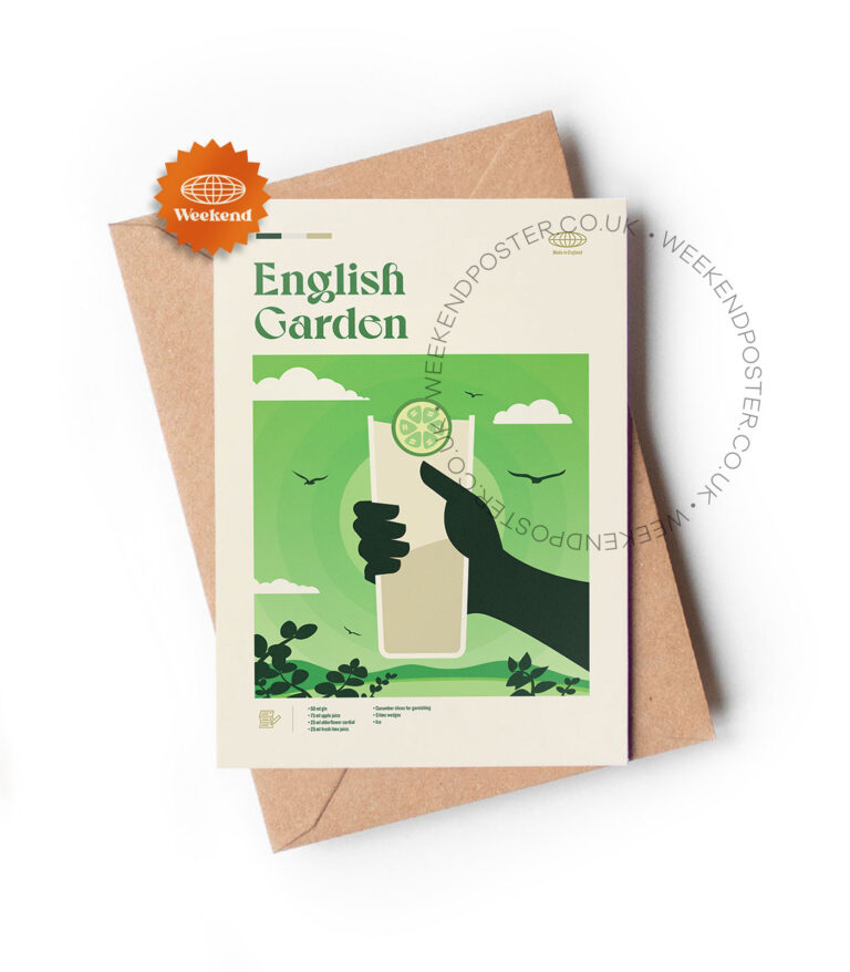 Mid-century modern English Garden Cocktail greeting card
