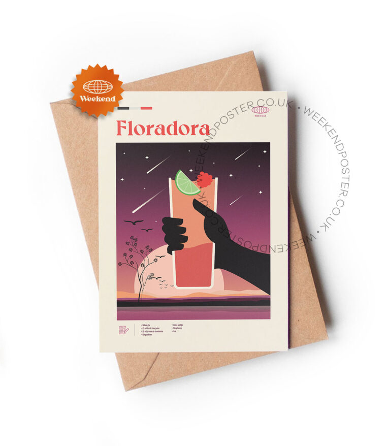 Mid-century modern Floradora Cocktail greeting card