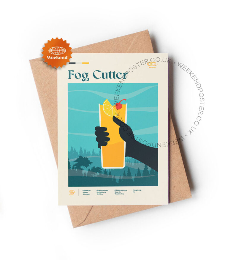 Mid-century modern Fog Cutter Cocktail greeting card