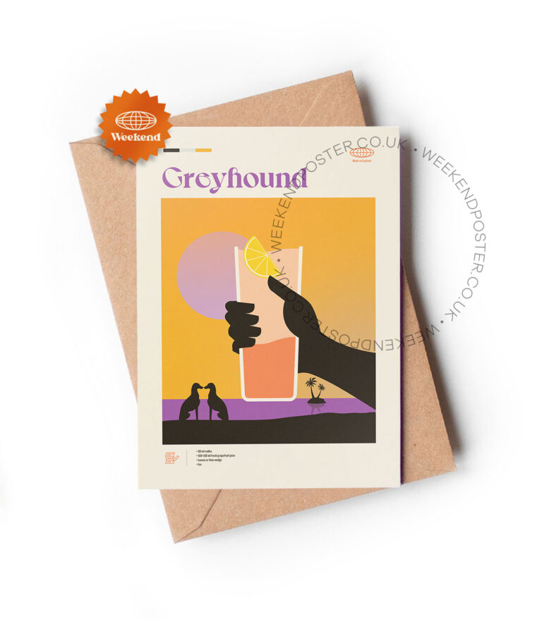 Mid-century modern Greyhound Cocktail greeting card
