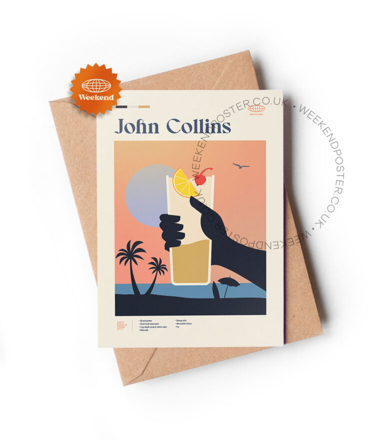 Mid-century modern John Collins Cocktail greeting card