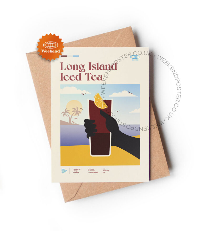 Mid-century modern Long Island Iced Tea Cocktail greeting card