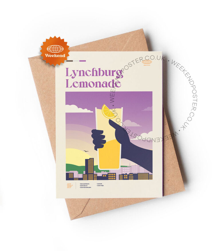 Mid-century modern Lynchburg Lemonade Cocktail greeting card