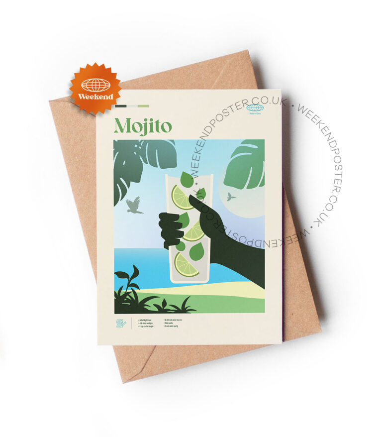 Mid-century modern Mojito Cocktail greeting card