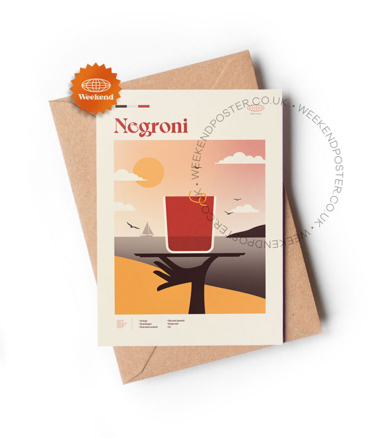 Mid-century modern Negroni Cocktail greeting card