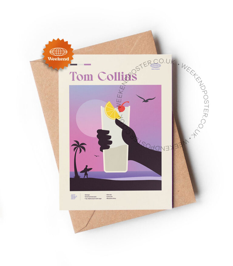 Mid-century modern Tom Collins Cocktail greeting card