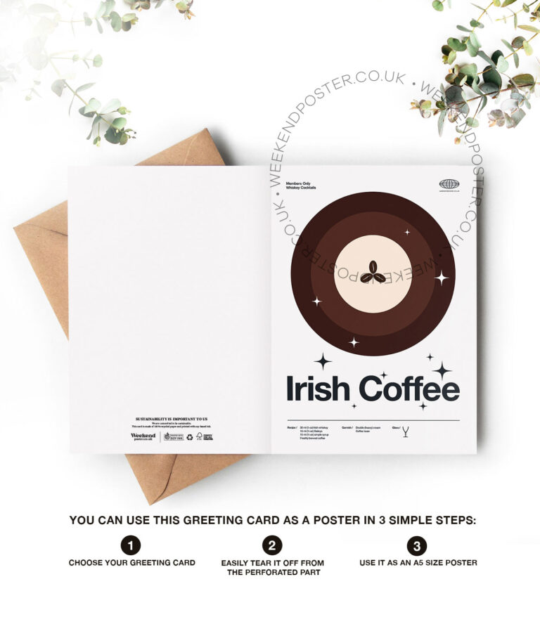 Mid-century modern Irish Coffee Cocktail greeting card