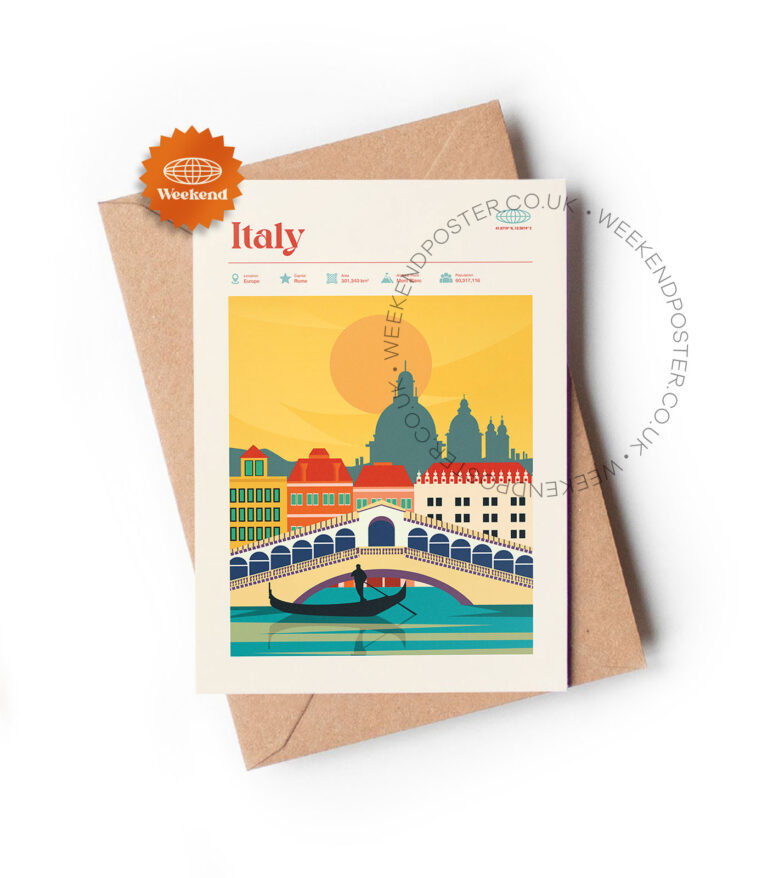 Mid-century modern Italy retro travel greeting card