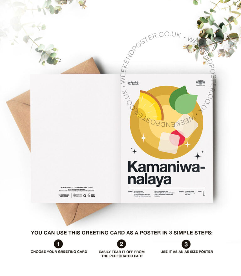 Mid-century modern Kamaniwanalaya Cocktail greeting card