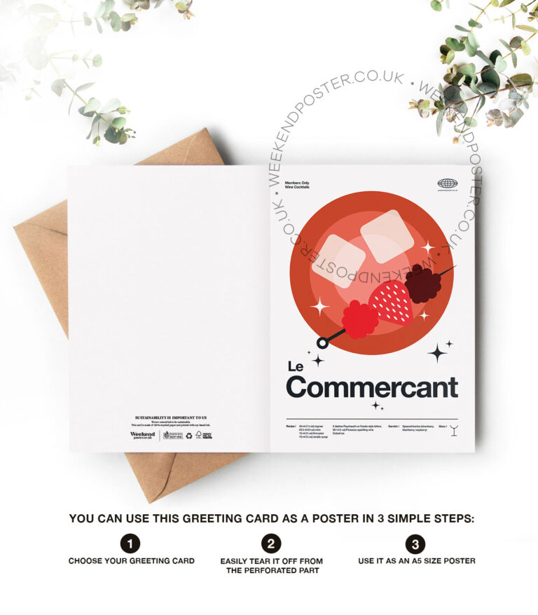 Mid-century modern Le Commercant Cocktail greeting card